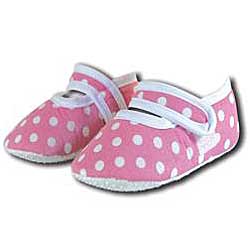 Pink and White Polka Dot Infant Girls' Crib Shoes
