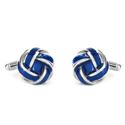 Stainless Steel Blue and White Knot Style Cuff Links