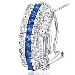 Sterling Silver Blue and Clear Cubic Zirconia Stud Earrings