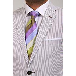 Ferrecci Men's Olive Pin Stripe Cotton 2-button Suit