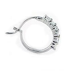 Sterling Silver Created Opal and Cubic Zirconia Hoop Earrings