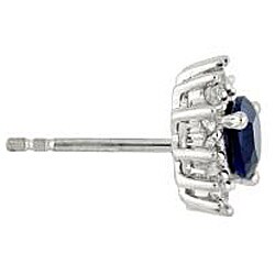 Sterling Silver Created Sapphire and Cubic Zirconia Stud Earrings