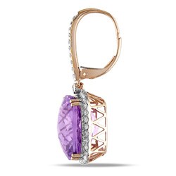 14k Pink Gold Amethyst and 7/8ct TDW Diamond Earrings (G-H, SI1-SI2)