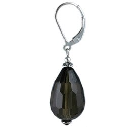Southwest Moon Sterling Silver Smokey Quartz Teardrop Earrings