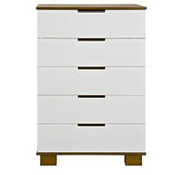 Parklane 5 Level 7 Drawer Dresser in Amber and White