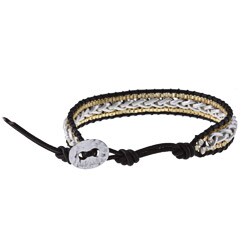 Two-tone and Black Leather Braided Wrap Bracelet