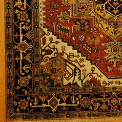 Indo Hand-Knotted Heriz Rust/ Navy Wool Rug (8 x 10)
