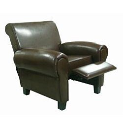 Espresso Leather Accent Recliner Club Chair
