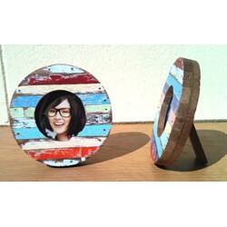 Set of 2 Chimlin Round Boat Wood Photo Frames (Thailand)