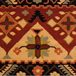 Indo Hand-tufted Tibetan Beige/ Rust Wool Rug (2' x 3')
