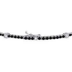14k Gold 3ct TDW Black and White Diamond Tennis Bracelet (G-H, I1-I2)