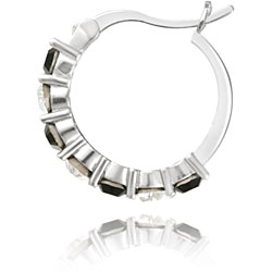 Icz Stones Silvertone Black and White Crystal Earrings