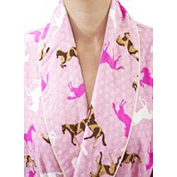 Leisureland Women' Flannel Horse Print Robe