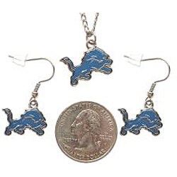 Detroit Lions Necklace and Dangle Earring Charm Set