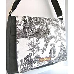 Handmade Medium Black Day of the Dead Messenger Bag 