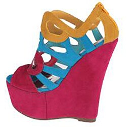 Elegant Women's 'Fairley-1' Fuchsia Wedge Heels