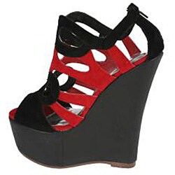 Elegant Women's 'Fairley-1' Black Wedge Heels
