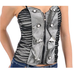 Stanzino Women's Sexy Silver and Black Spaghetti Strap Top