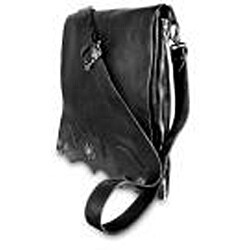 Zeyner Black Italian Vachetta Leather Messenger Bag