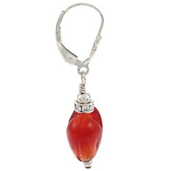 Charming Life Sterling Silver Red Glass and Crystal Earrings