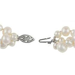 DaVonna Sterling Silver White Freshwater Pearl Twisted Necklace (4-8 mm)