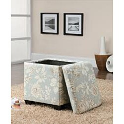 Flower Pattern Fabric Storage Ottoman Stool