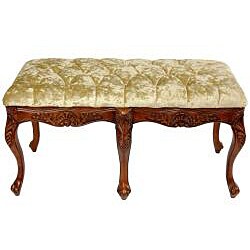 Gold Crushed Velvet 'Queen Anne' Parlor Bench (China)