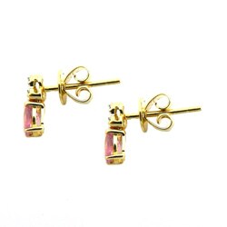 D'sire 10k Yellow Gold Pink Tourmaline Diamond Accent Stud Earrings