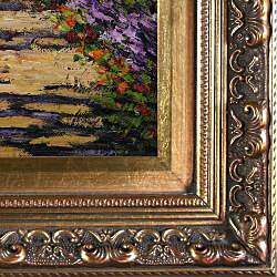 Claude Monet 'Garden Path at Giverny' Hand-painted Framed Canvas Art