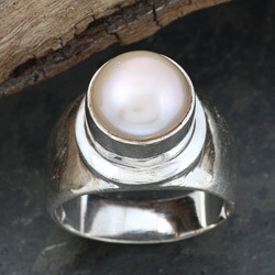 Sterling Silver Baroque Pearl Ring (10 mm) (Nepal)