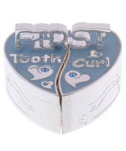 Toddot Baby's Silver Plated First Tooth & Curl Heart Keepsake Box