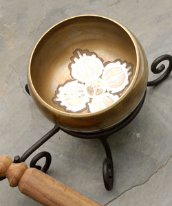 Metal Singing Bowl with Stick and Stand (Nepal)