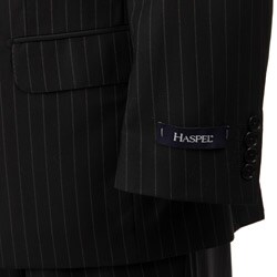 Haspel Men's Black Stripe Wool 2-button Suit