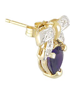 10-kt. Amethyst and Diamond Heart Earrings
