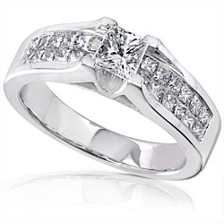 18k White Gold 1ct TDW Princess Diamond Engagement Ring