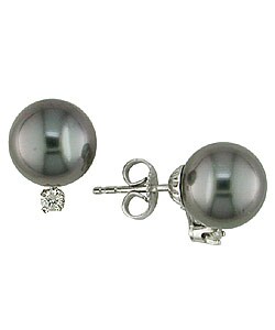 Cultured Tahitian Pearl 1/10ct Diamond Earrings