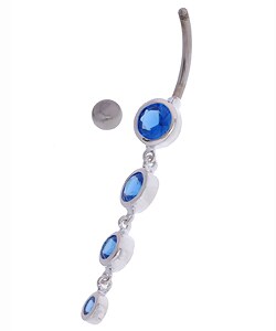 Surgical Steel Crystal Drop Barbell Belly Ring