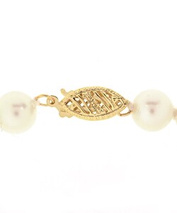 14k Gold Cultured White Akoya Pearl Bracelet (7-7.5 mm/ 7 in)