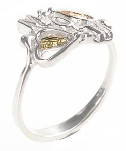 Black Hills Gold Silver 'Mom' Ring