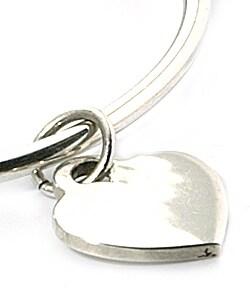 Sterling Silver Heart Charm Cuff Bracelet