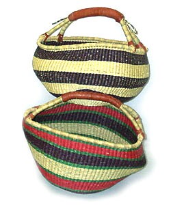 Set of 3 Straw Traditional Tribal Baskets (Ghana)