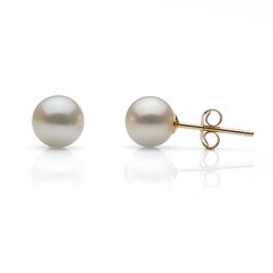 DaVonna 14k Gold Children's Akoya Pearl Stud Earrings (5 mm)
