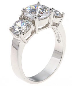 Sterling Silver 3-stone CZ Ring