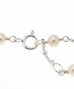 Sterling Essentials Sterling Silver 15.5-inch Necklace and 5.5-inch Bracelet Freshwater Pearl Children's  Set