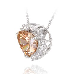 Icz Stonez Sterling Silver Champagne CZ Heart Pendant