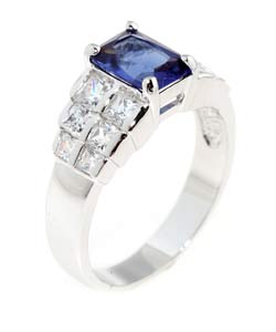 Icz Stonez Sterling Silver Blue   White CZ Ring