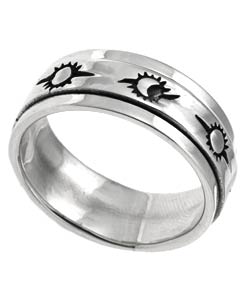 Sterling Silver Sun Moon Spinner Ring
