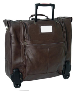 Amerileather Cowhide Leather Chestnut Brown 21 Inch Rolling Garment Bag