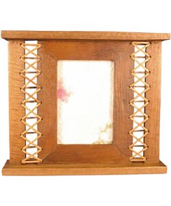 Teak Wood and Rattan Picture Frame (4 in. x 6 in.)