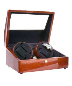 Four Winder Cherry Finish Watch Box for 10 Watches